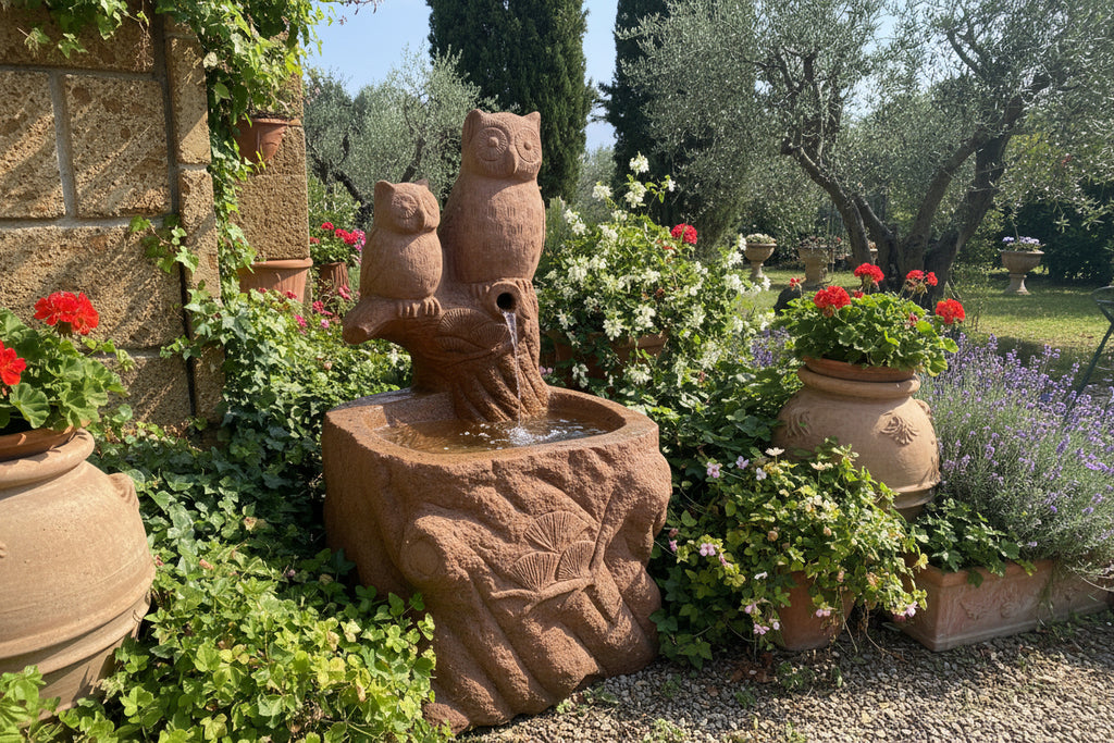 FONTANA CON DUE GUFI 70X70X120 ARENARIA