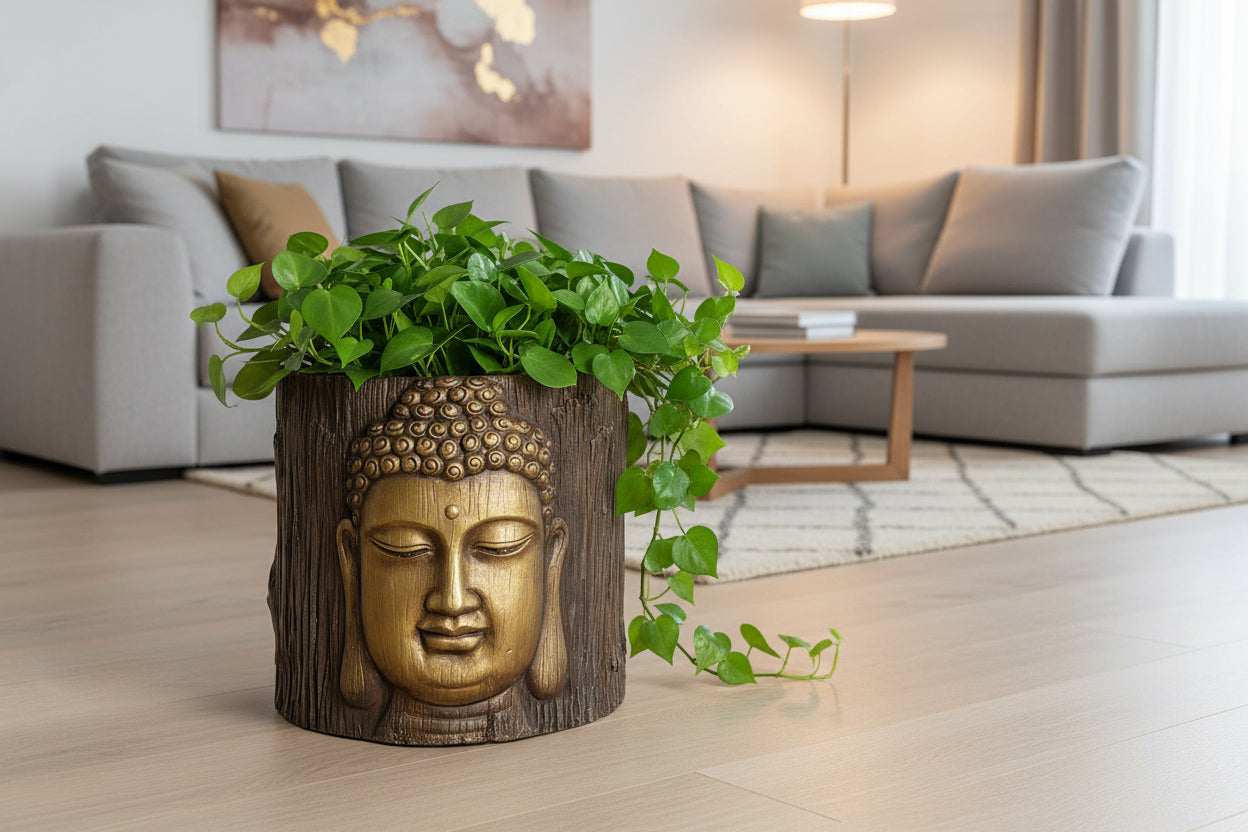 FIORIERA FIBRA DI VETRO BUDDHA 30X29X26