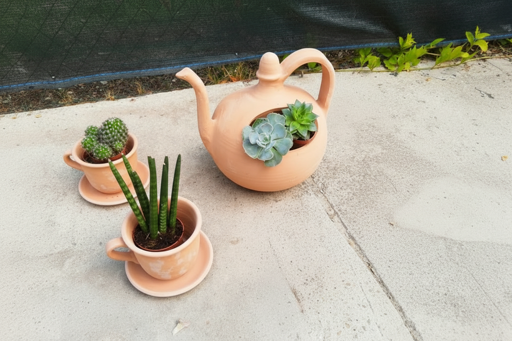 CAFFETTIERA TERRACOTTA + 2 TAZZE