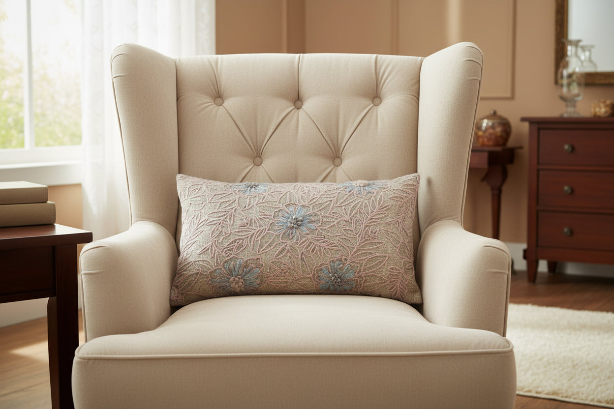 CUSCINO COTONE RICAMO 50X30