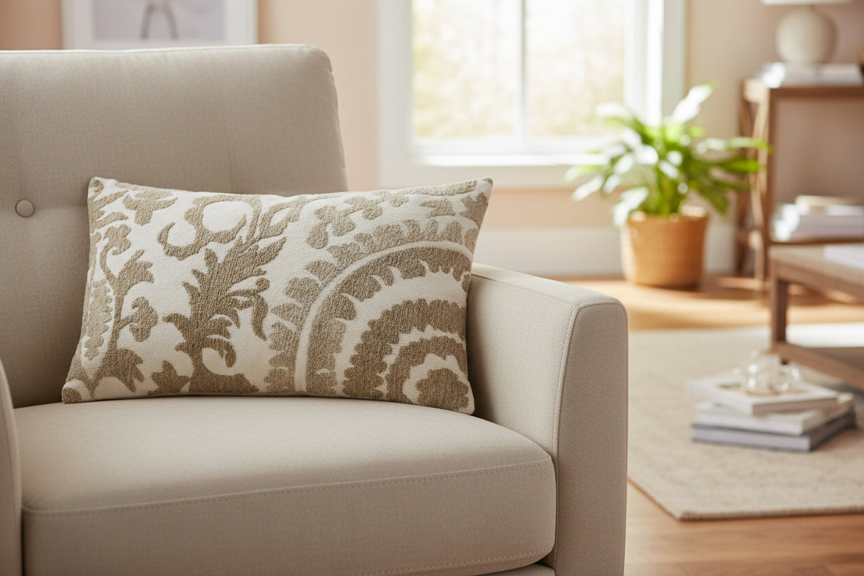 CUSCINO COTONE 50X30 DISEGNO BEIGE