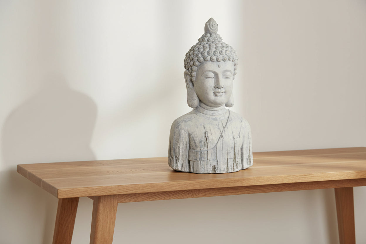 BUDDHA FIBRA DI VETRO GRIGIO 25X16H42