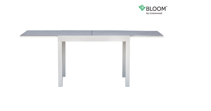 TAVOLO SPALATO 104/208X104 BIANCO PIANO VETROCERAM