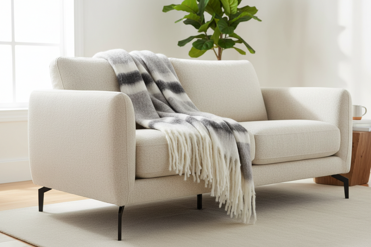 COPERTA NAYLA RIGHE GRIGIO FR 130X170