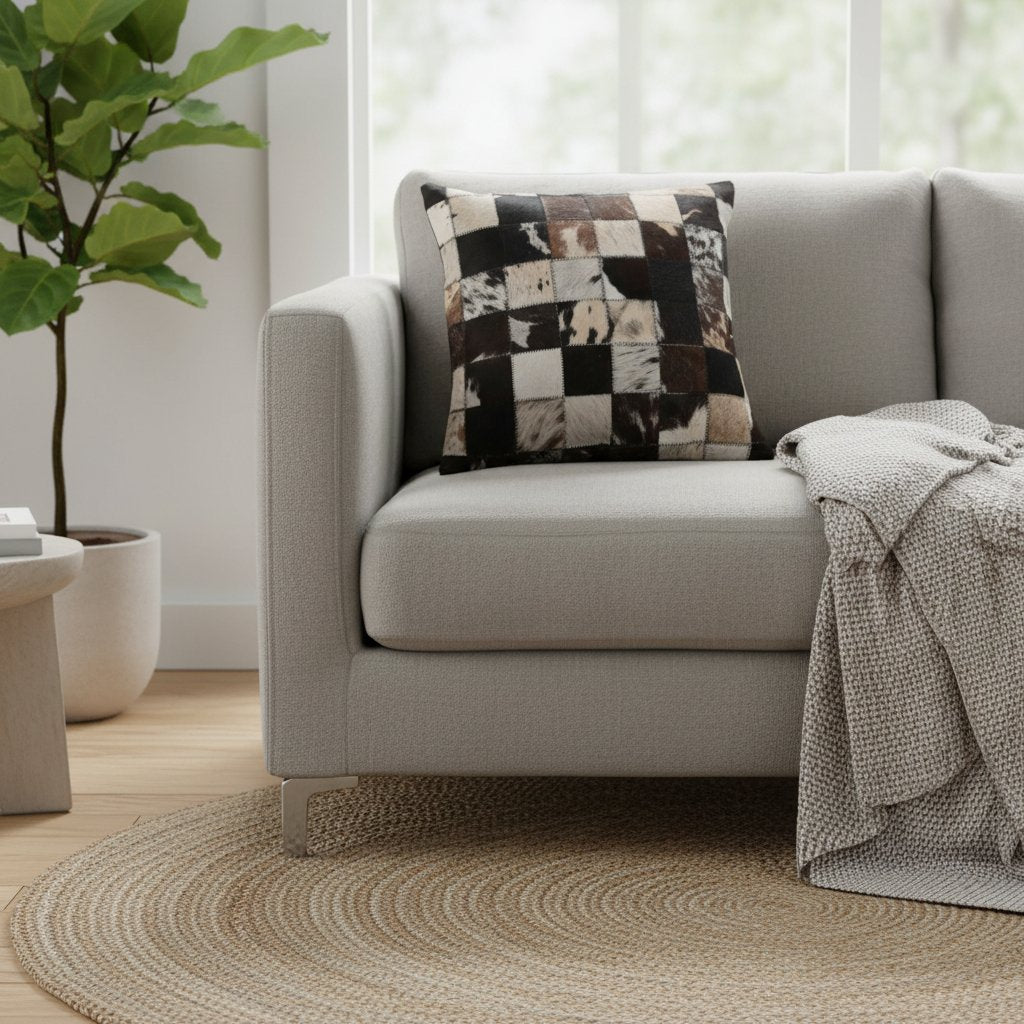 CUSCINO 40X40 PELLE POLIESTERE MARRONE