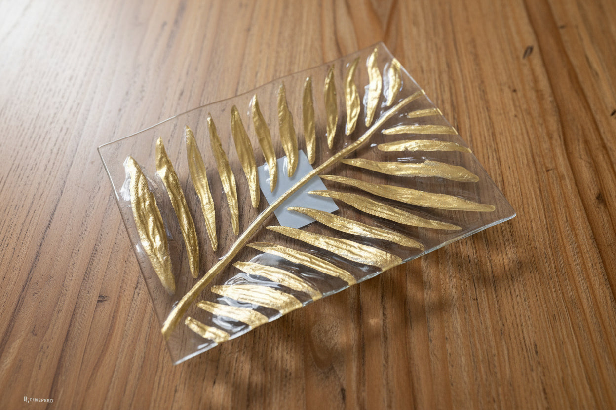 PIATTO VETRO FOGLIA ORO