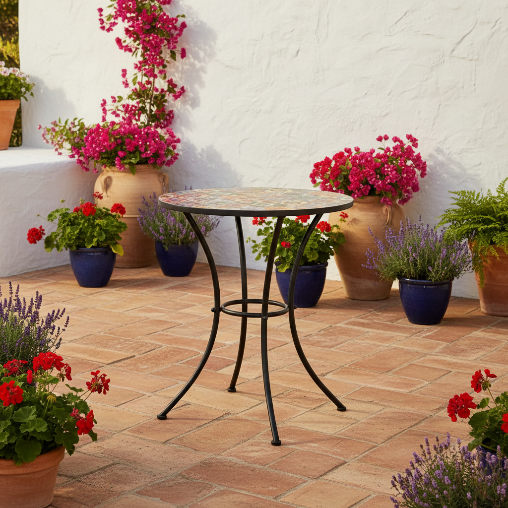 SET MOSAICO FLOWER TAV D60 + 2 SEDIE